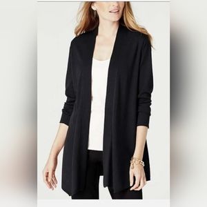 J.Jill cardigan Sweater WearEver Collection Black Open buttons,Pockets Jersey 3X